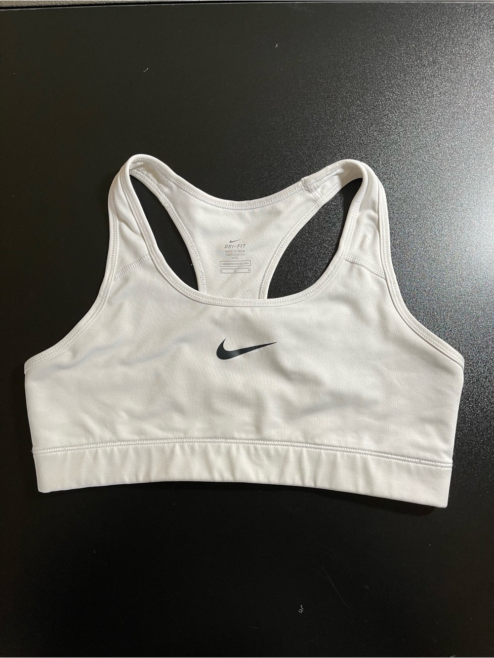 Nike Dri-FIT White Racerback Sports Bra athletic wear